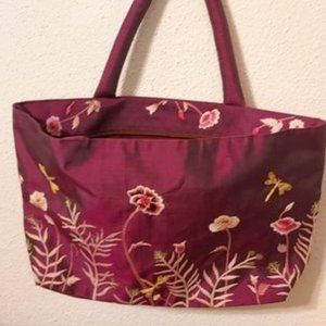Unique Floral Embroidered Iridescent Purple Purse: DV Collection